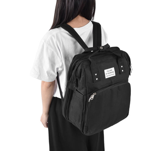 Backpack Multifunctional Foldable Large Capacity Baby Diaper Storage Bag for TravelBlack