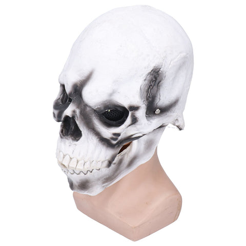 Halloween Scary Skull Mask Adult Full Head Latex Skull Helmet Glowing Eyes with Moving ChinWhite