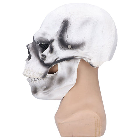 Halloween Scary Skull Mask Adult Full Head Latex Skull Helmet Glowing Eyes with Moving ChinWhite