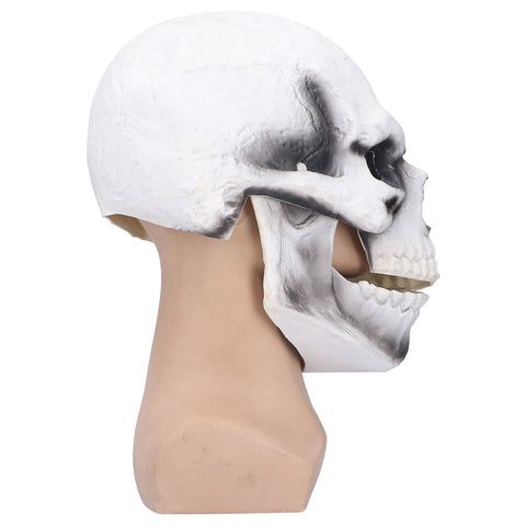 Halloween Scary Skull Mask Adult Full Head Latex Skull Helmet Glowing Eyes with Moving ChinWhite