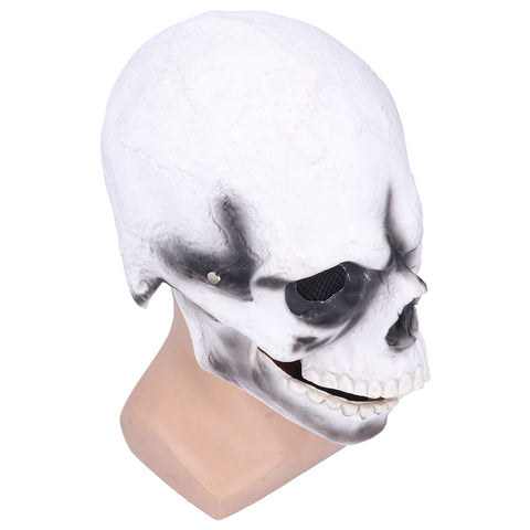 Halloween Scary Skull Mask Adult Full Head Latex Skull Helmet Glowing Eyes with Moving ChinWhite