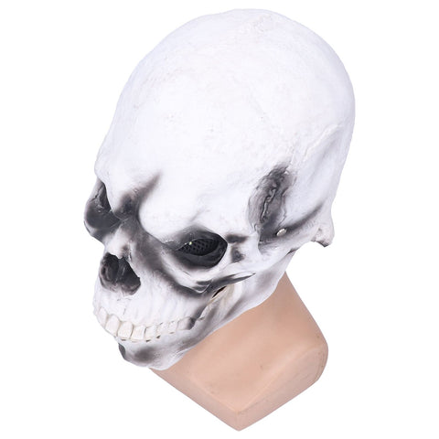 Halloween Scary Skull Mask Adult Full Head Latex Skull Helmet Glowing Eyes with Moving ChinWhite