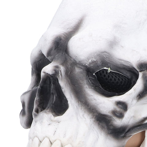 Halloween Scary Skull Mask Adult Full Head Latex Skull Helmet Glowing Eyes with Moving ChinWhite