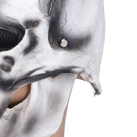 Halloween Scary Skull Mask Adult Full Head Latex Skull Helmet Glowing Eyes with Moving ChinWhite