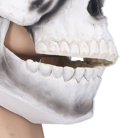 Halloween Scary Skull Mask Adult Full Head Latex Skull Helmet Glowing Eyes with Moving ChinWhite