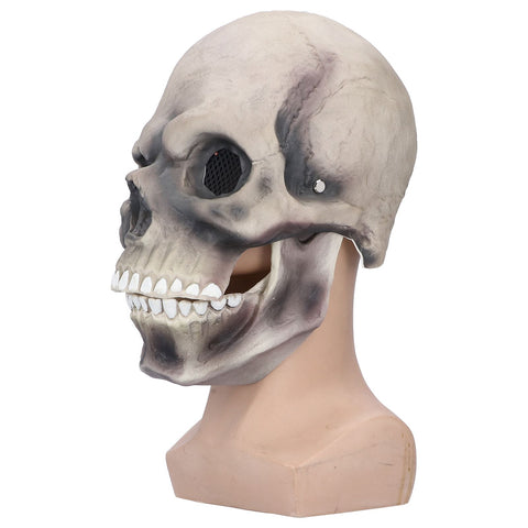Halloween Scary Skull Mask Adult Full Head Latex Skull Helmet Glowing Eyes with Moving ChinDark Gray