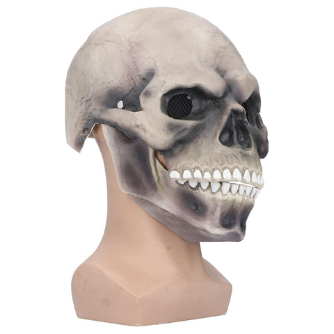 Halloween Scary Skull Mask Adult Full Head Latex Skull Helmet Glowing Eyes with Moving ChinDark Gray