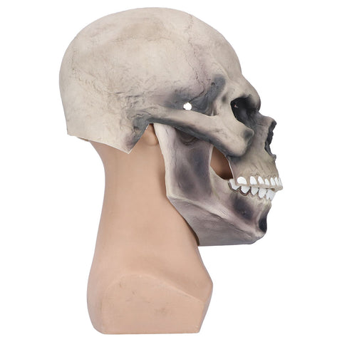 Halloween Scary Skull Mask Adult Full Head Latex Skull Helmet Glowing Eyes with Moving ChinDark Gray
