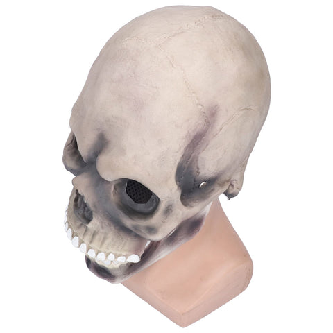 Halloween Scary Skull Mask Adult Full Head Latex Skull Helmet Glowing Eyes with Moving ChinDark Gray
