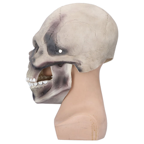 Halloween Scary Skull Mask Adult Full Head Latex Skull Helmet Glowing Eyes with Moving ChinDark Gray