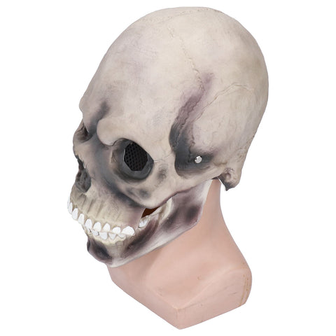 Halloween Scary Skull Mask Adult Full Head Latex Skull Helmet Glowing Eyes with Moving ChinDark Gray