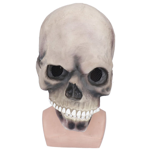 Halloween Scary Skull Mask Adult Full Head Latex Skull Helmet Glowing Eyes with Moving ChinDark Gray