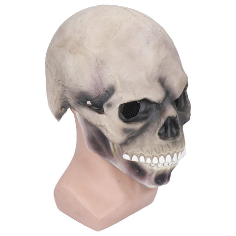 Halloween Scary Skull Mask Adult Full Head Latex Skull Helmet Glowing Eyes with Moving ChinDark Gray