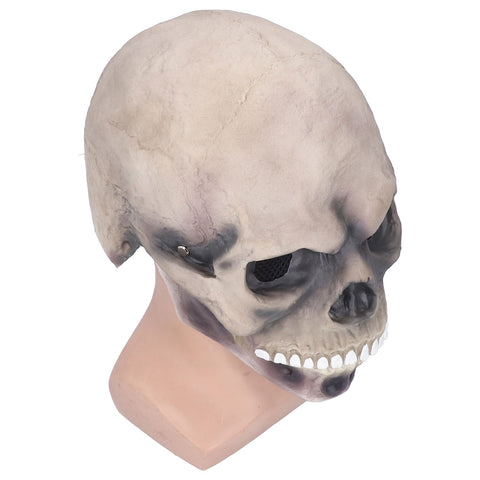 Halloween Scary Skull Mask Adult Full Head Latex Skull Helmet Glowing Eyes with Moving ChinDark Gray