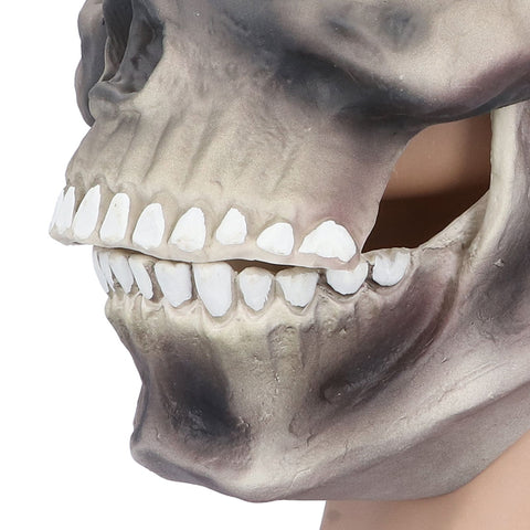Halloween Scary Skull Mask Adult Full Head Latex Skull Helmet Glowing Eyes with Moving ChinDark Gray