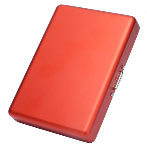 Cigarette Case Aluminium Alloy High Durability Fashion Glossy Exquisite Texture Cigarette Holder for Travel OutdoorRed