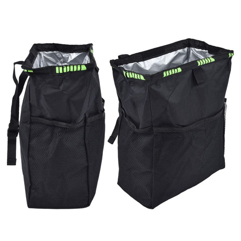 Car Garbage Storage Bag Waterproof Foldable Oxford Fabric Auto Litter Bin with Lid and Pockets Black