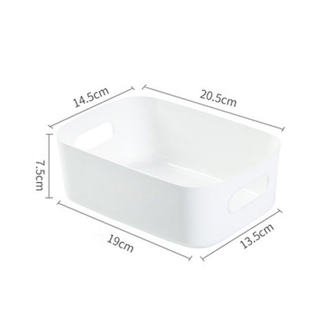 Desktop Storage Basket PP Cosmetic Storages Box Desktops Sundries Organizer with Handle for HouseholdSmall White
