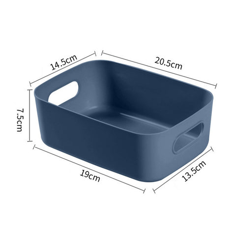 Desktop Storage Basket PP Cosmetic Storages Box Desktops Sundries Organizer with Handle for HouseholdSmall Blue