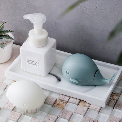 Clothes Cleaning Brush Soft Bristles Cute Whale Shape Portable Shoes Scrubbing Brush for Home TravelBlue