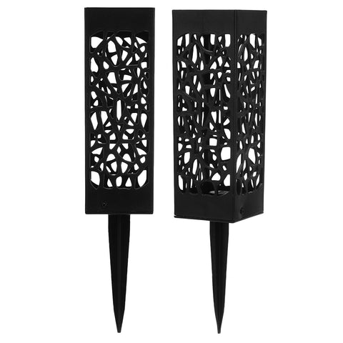 2Pcs Cemetery Grave Vase Black Column Unique Hollow Design Easy Installation Ground Insert Grave Flower Holders