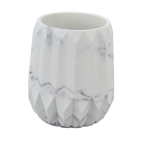 Makeup Brush Holder Durable Glossy Resin Large Capacity Modern Design Marble Vein Makeup Brush Organizer
