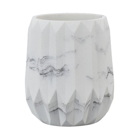 Makeup Brush Holder Durable Glossy Resin Large Capacity Modern Design Marble Vein Makeup Brush Organizer