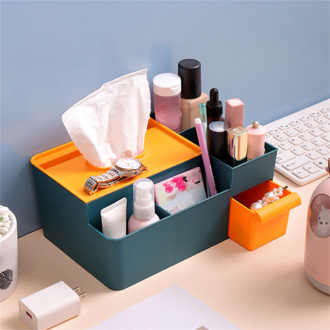 Tissue Box Cover Multipurpose Stylish Decorative Facial Tissue Holder for Kitchen Dining Room Bathroom Desk Green with Yellow