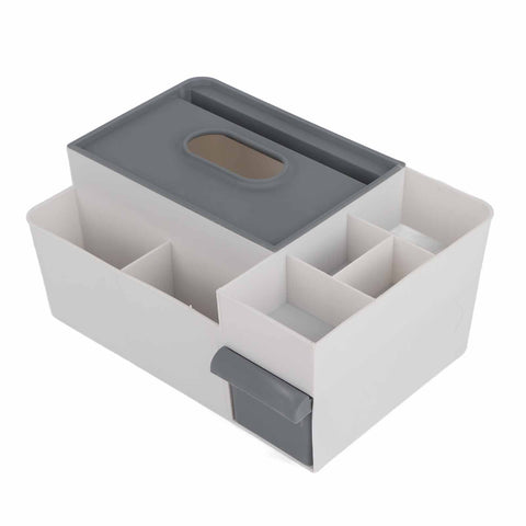 Tissue Box Cover Multipurpose Stylish Decorative Facial Tissue Holder for Kitchen Dining Room Bathroom Desk Light Grey with Dark Grey