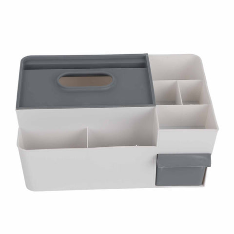 Tissue Box Cover Multipurpose Stylish Decorative Facial Tissue Holder for Kitchen Dining Room Bathroom Desk Light Grey with Dark Grey