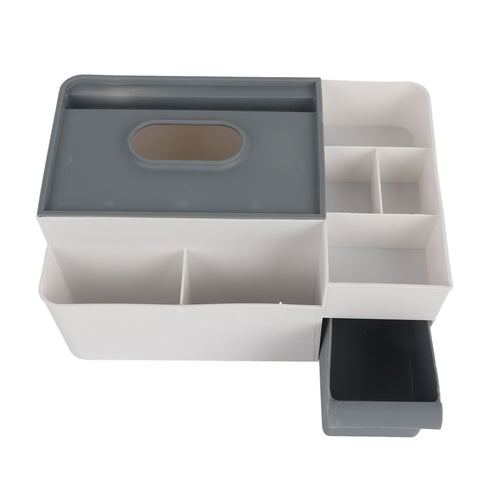 Tissue Box Holder Multi Functional Creativity Tissue Box Cover Coffee Table Paper Remote Control Storage Box for Home Light Grey with Dark Grey
