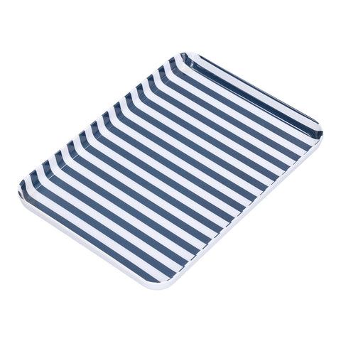 Fruit Tray Blue White Stripe Melamine Safe Environmentally Friendly Colourfast Dessert Platter for Restaurant