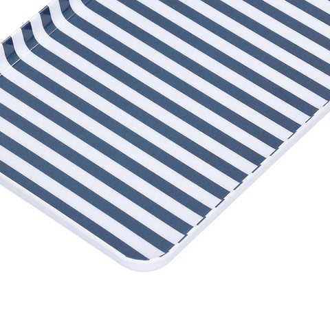Fruit Tray Blue White Stripe Melamine Safe Environmentally Friendly Colourfast Dessert Platter for Restaurant