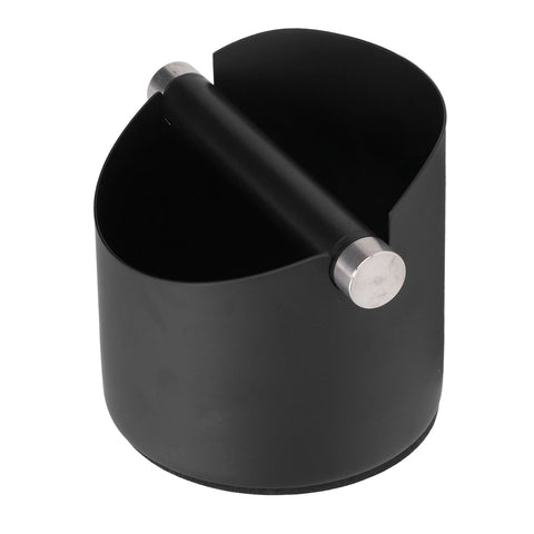Coffee Grounds Bucket Stainless Steel Rubber Coffee Dump Bin for Home Restaurants BarsBlack Small (FC‑04‑2)
