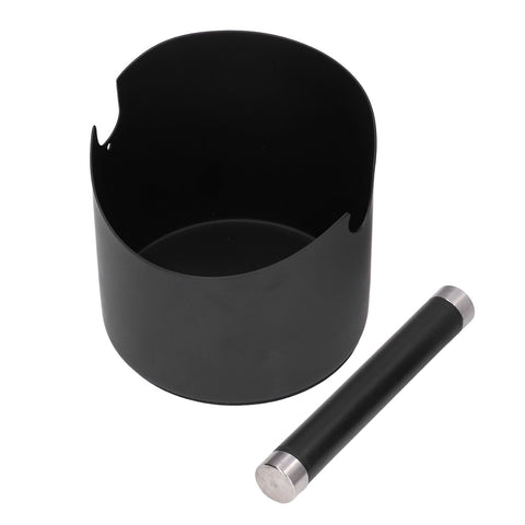 Coffee Grounds Bucket Stainless Steel Rubber Coffee Dump Bin for Home Restaurants BarsBlack Small (FC‑04‑2)