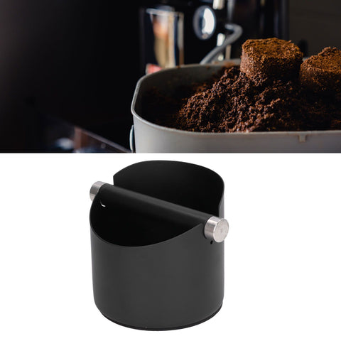Coffee Grounds Bucket Stainless Steel Rubber Coffee Dump Bin for Home Restaurants BarsBlack Small (FC‑04‑2)