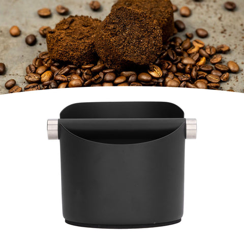 Coffee Grounds Bucket Stainless Steel Rubber Coffee Dump Bin for Home Restaurants BarsBlack Small (FC‑04‑2)