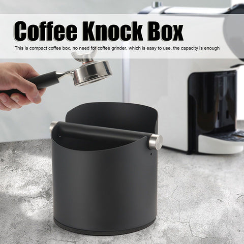 Coffee Grounds Bucket Stainless Steel Rubber Coffee Dump Bin for Home Restaurants BarsBlack Small (FC‑04‑2)