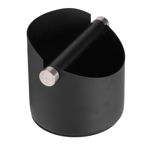 Coffee Grounds Bucket Stainless Steel Rubber Coffee Dump Bin for Home Restaurants BarsBlack Large (FC‑05‑2)