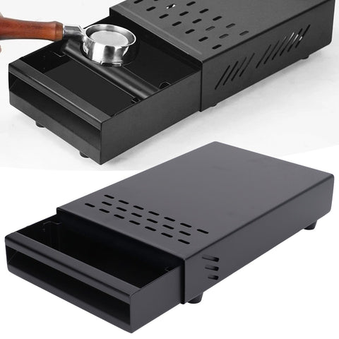 Coffee Knock Box Drawer Stainless Steel Thickened Coffee Residue Powder Box for Household ShopBlack