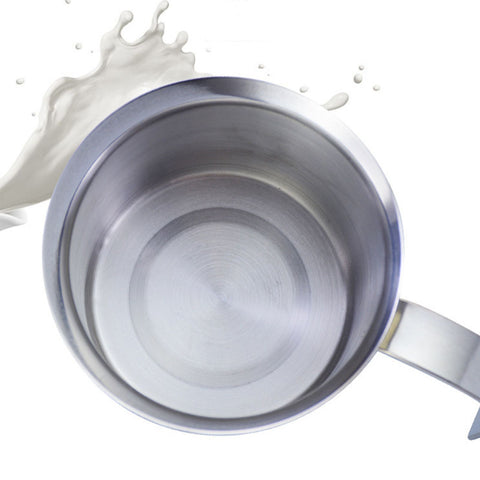 400cc Manual Milk Creamer Frother Double Layer Filter Stainless Steel Heatable Easy Clean with Handle
