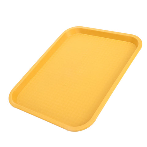 Fast Food Tray PP Rectangular Thick Slip Resistant Multi Purpose Food Service Tray for Restaurant CanteenYellow