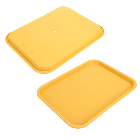 Fast Food Tray PP Rectangular Thick Slip Resistant Multi Purpose Food Service Tray for Restaurant CanteenYellow