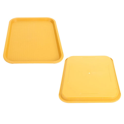 Fast Food Tray PP Rectangular Thick Slip Resistant Multi Purpose Food Service Tray for Restaurant CanteenYellow
