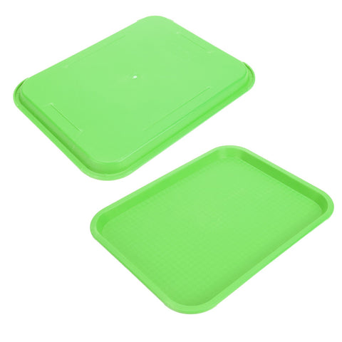Fast Food Tray PP Rectangular Thick Slip Resistant Multi Purpose Food Service Tray for Restaurant CanteenGreen