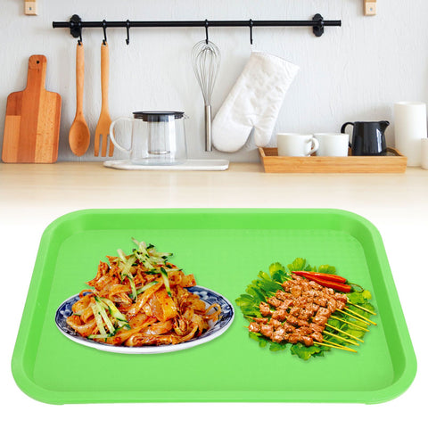 Fast Food Tray PP Rectangular Thick Slip Resistant Multi Purpose Food Service Tray for Restaurant CanteenGreen