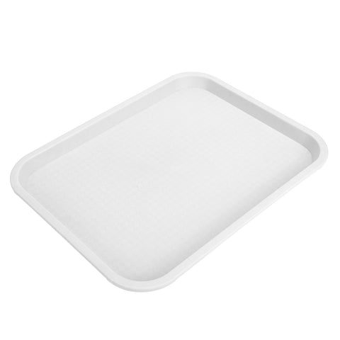 Fast Food Tray PP Rectangular Thick Slip Resistant Multi Purpose Food Service Tray for Restaurant CanteenWhite