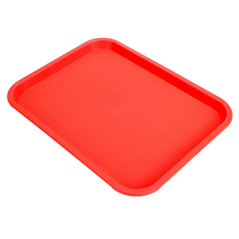 Fast Food Tray PP Rectangular Thick Slip Resistant Multi Purpose Food Service Tray for Restaurant CanteenRed