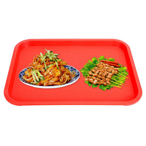 Fast Food Tray PP Rectangular Thick Slip Resistant Multi Purpose Food Service Tray for Restaurant CanteenRed