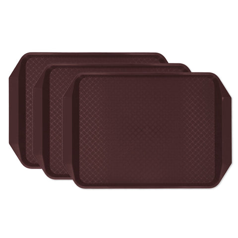 3PCS Colorful Food Tray Rectangle Thickened Binaural Plastic Tray Heat Resistance Stackable Cafeteria Trays for HotelCoffee